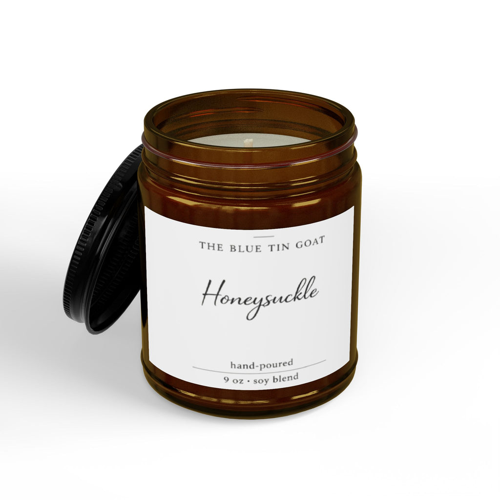Honeysuckle Soy Candle — Amber Jar with Black Lid (4 oz & 9 oz)