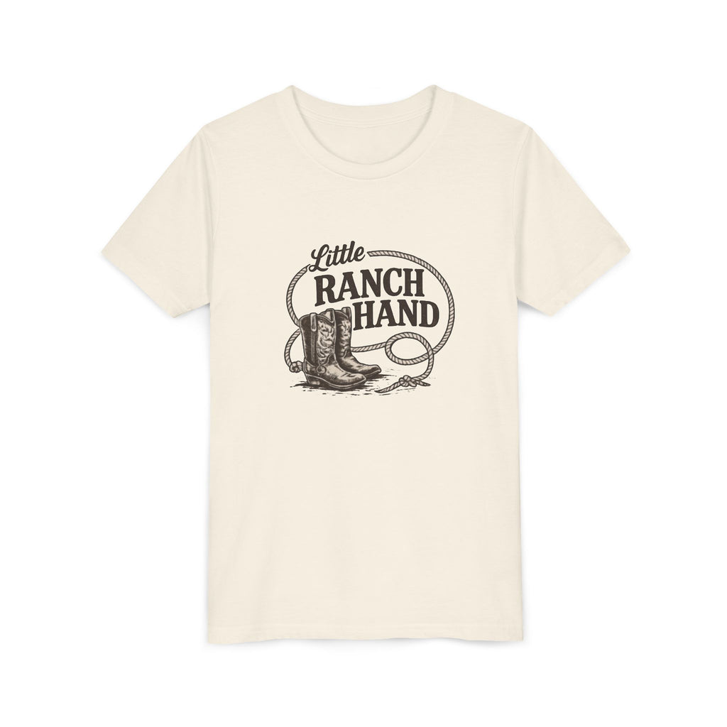 Youth Tee — "Little Ranch Hand" Cowboy Boots & Lasso Kids Shirt