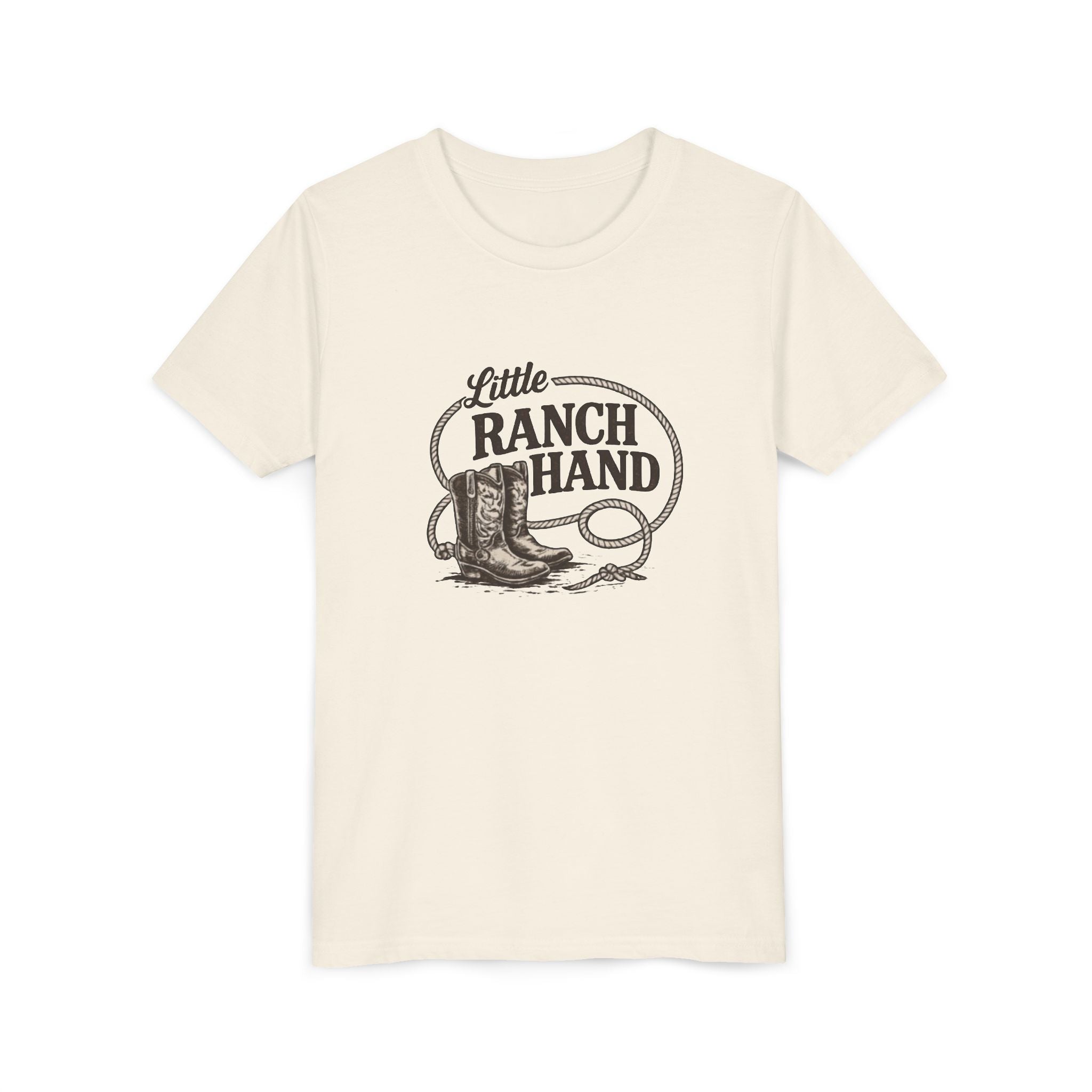 Youth Tee — "Little Ranch Hand" Cowboy Boots & Lasso Kids Shirt