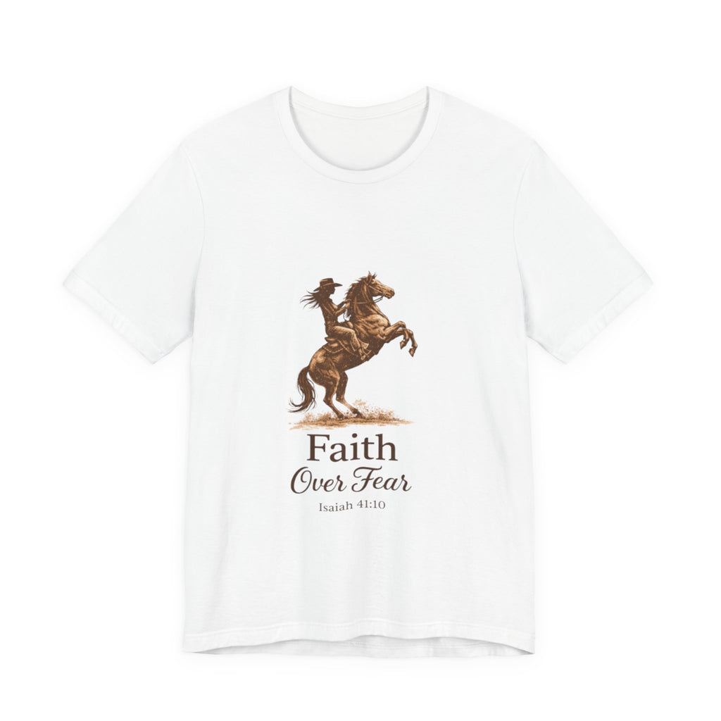 Faith Over Fear Horse T-Shirt — Inspirational Christian Tee (Isaiah 41:10)