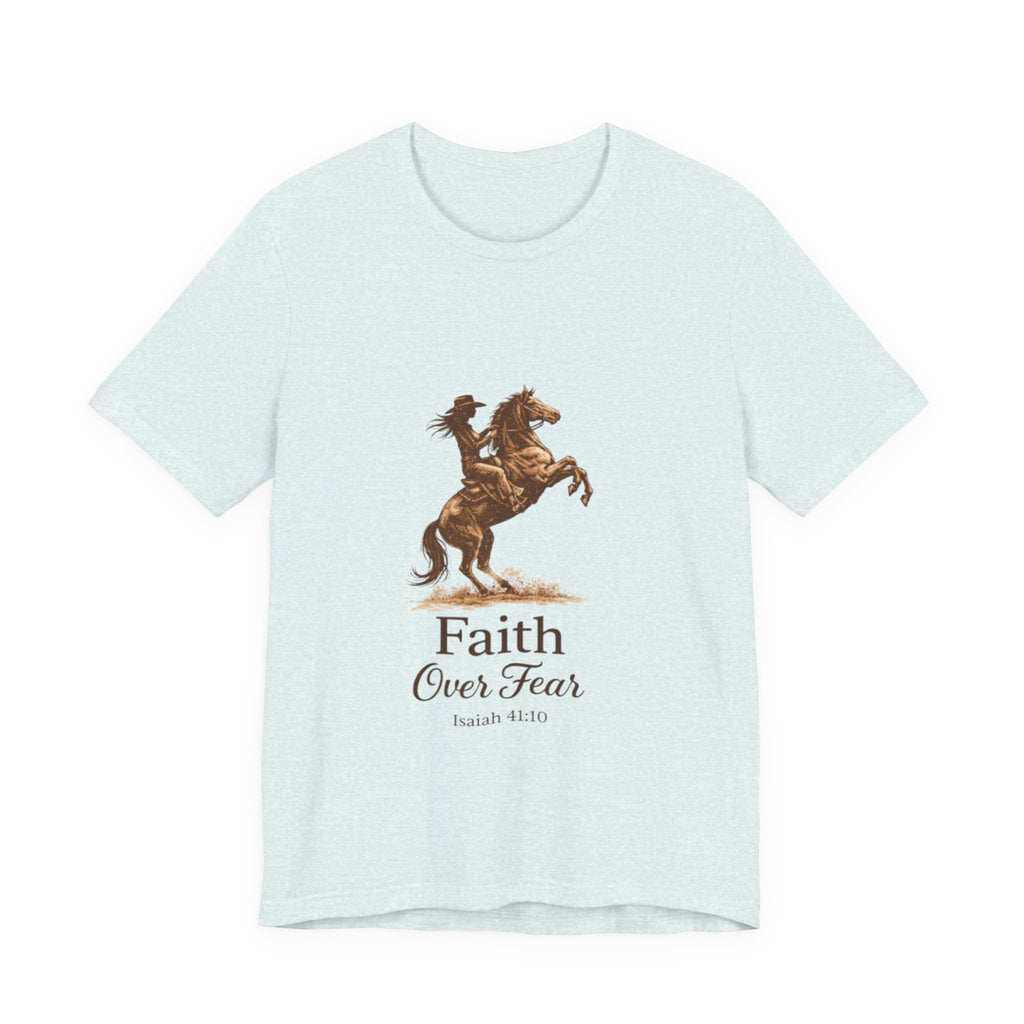 Faith Over Fear Horse T-Shirt — Inspirational Christian Tee (Isaiah 41:10)