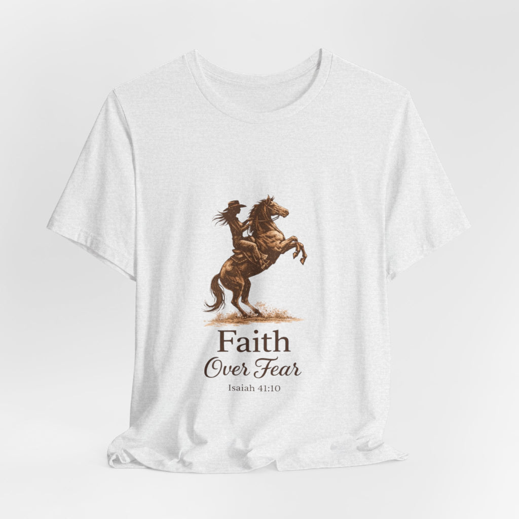 Faith Over Fear Horse T-Shirt — Inspirational Christian Tee (Isaiah 41:10)