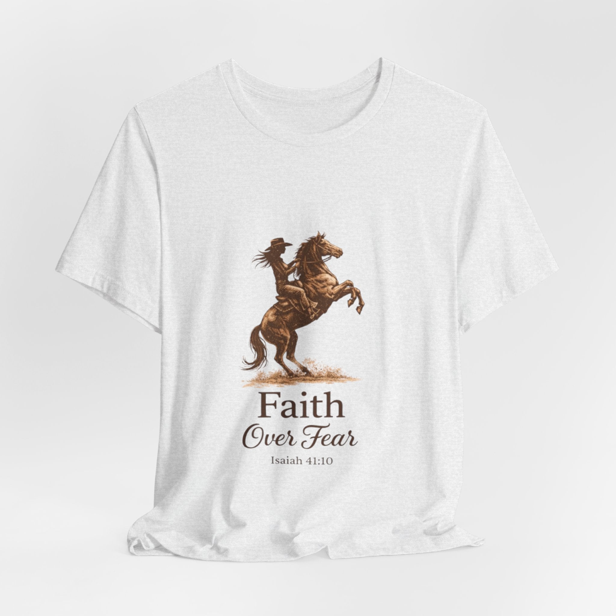 Faith Over Fear Horse T-Shirt — Inspirational Christian Tee (Isaiah 41:10)
