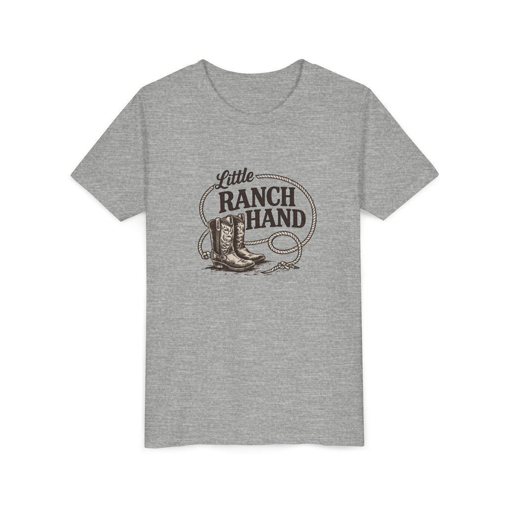 Youth Tee — "Little Ranch Hand" Cowboy Boots & Lasso Kids Shirt