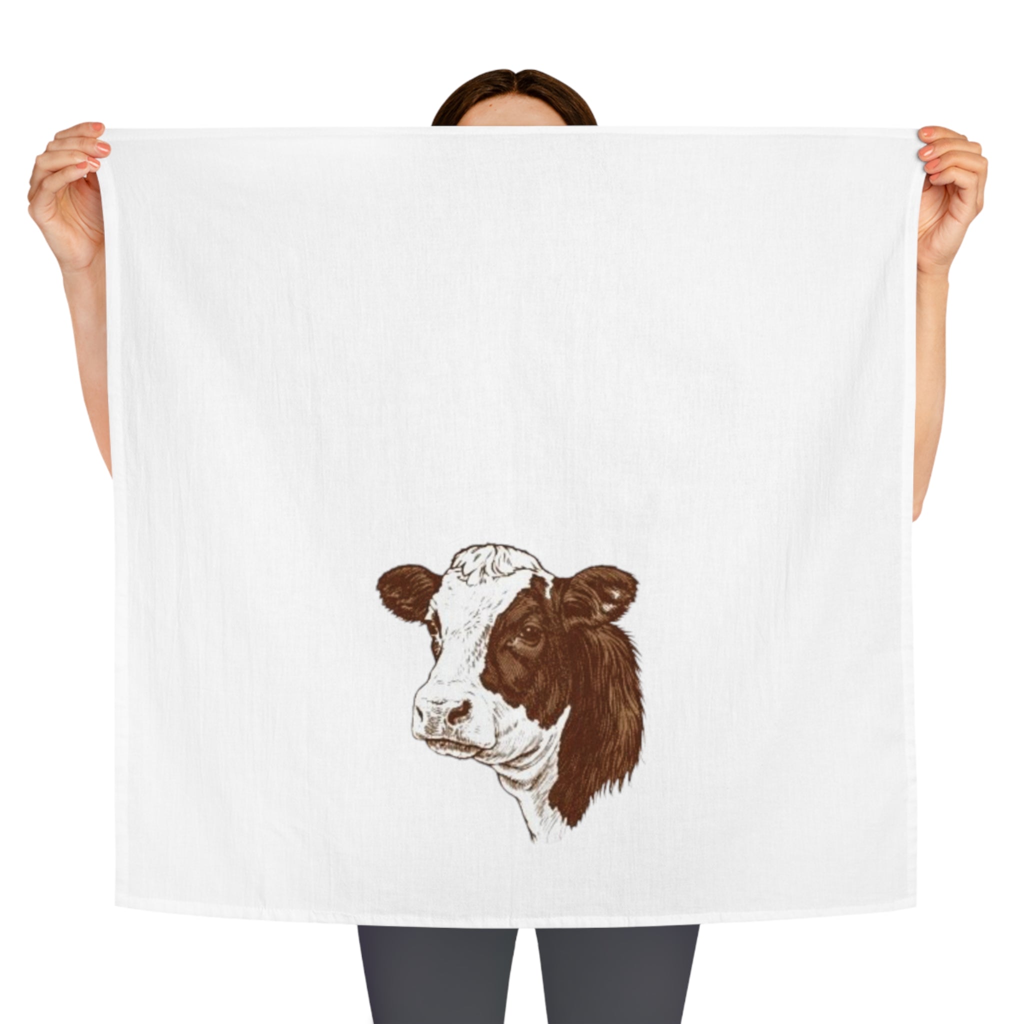 Cow Head Tea Towel — Rustic Farmhouse Kitchen Linen