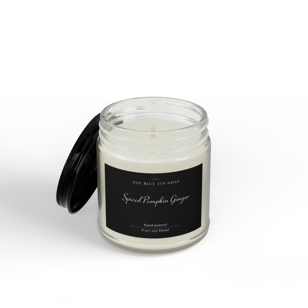 Spiced Pumpkin Ginger Soy Candle — 4oz & 9oz Amber Jar with Black Lid