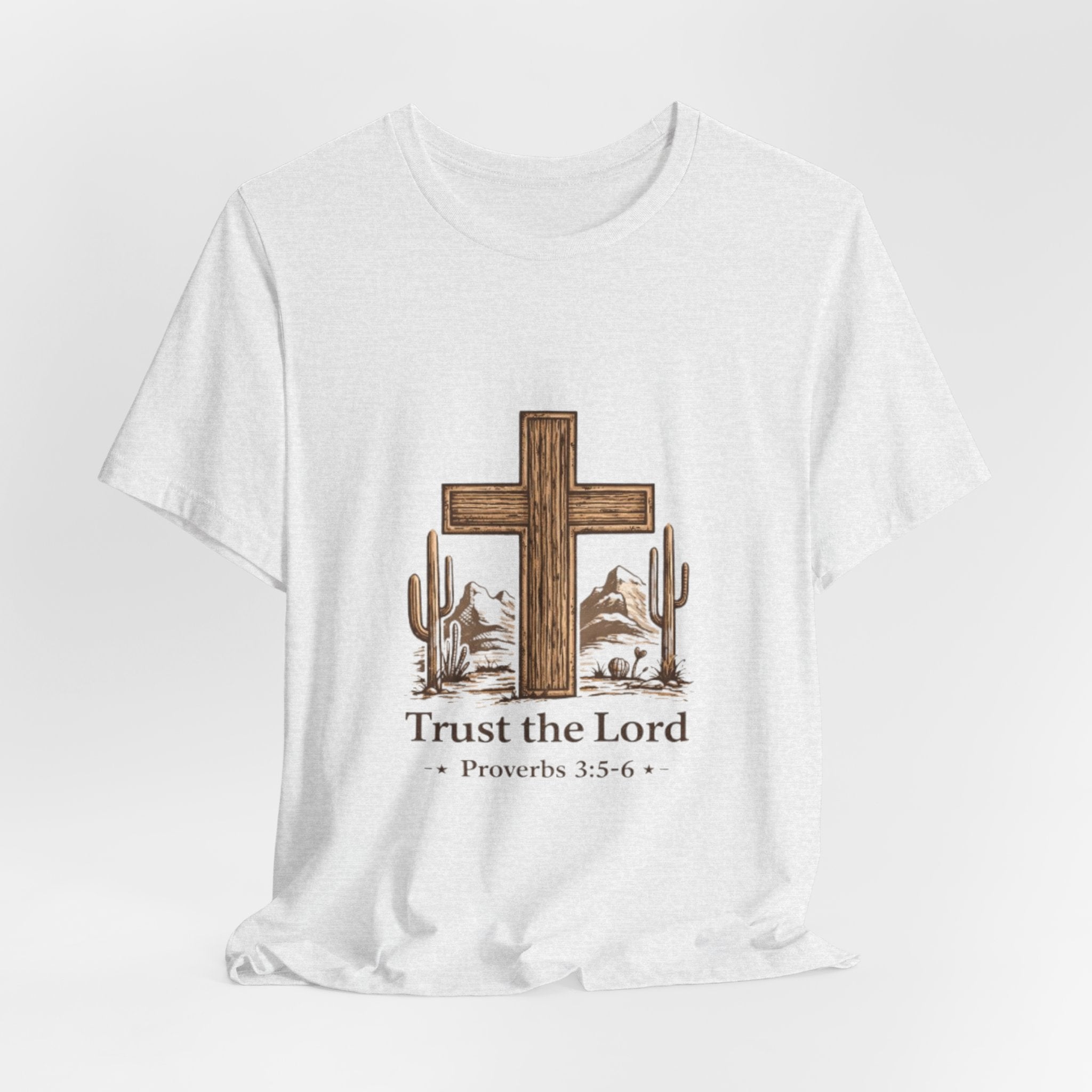 Trust the Lord Tee — Rustic Cross & Desert Scene (Proverbs 3:5-6)