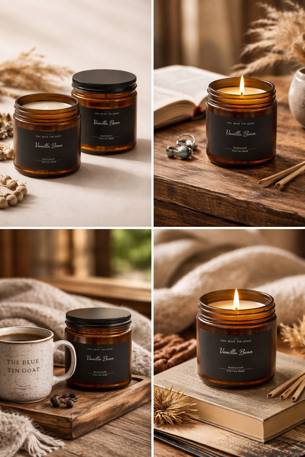 Fresh Balsam Soy Candle — Scented Amber Jar with Black Lid (4oz & 9oz)