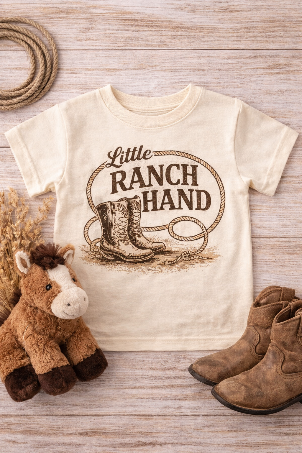Little Ranch Hand Toddler T-Shirt - Cowboy Boots & Lasso Kids Tee