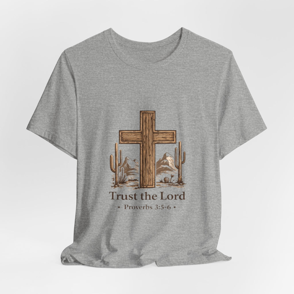 Trust the Lord Tee — Rustic Cross & Desert Scene (Proverbs 3:5-6)