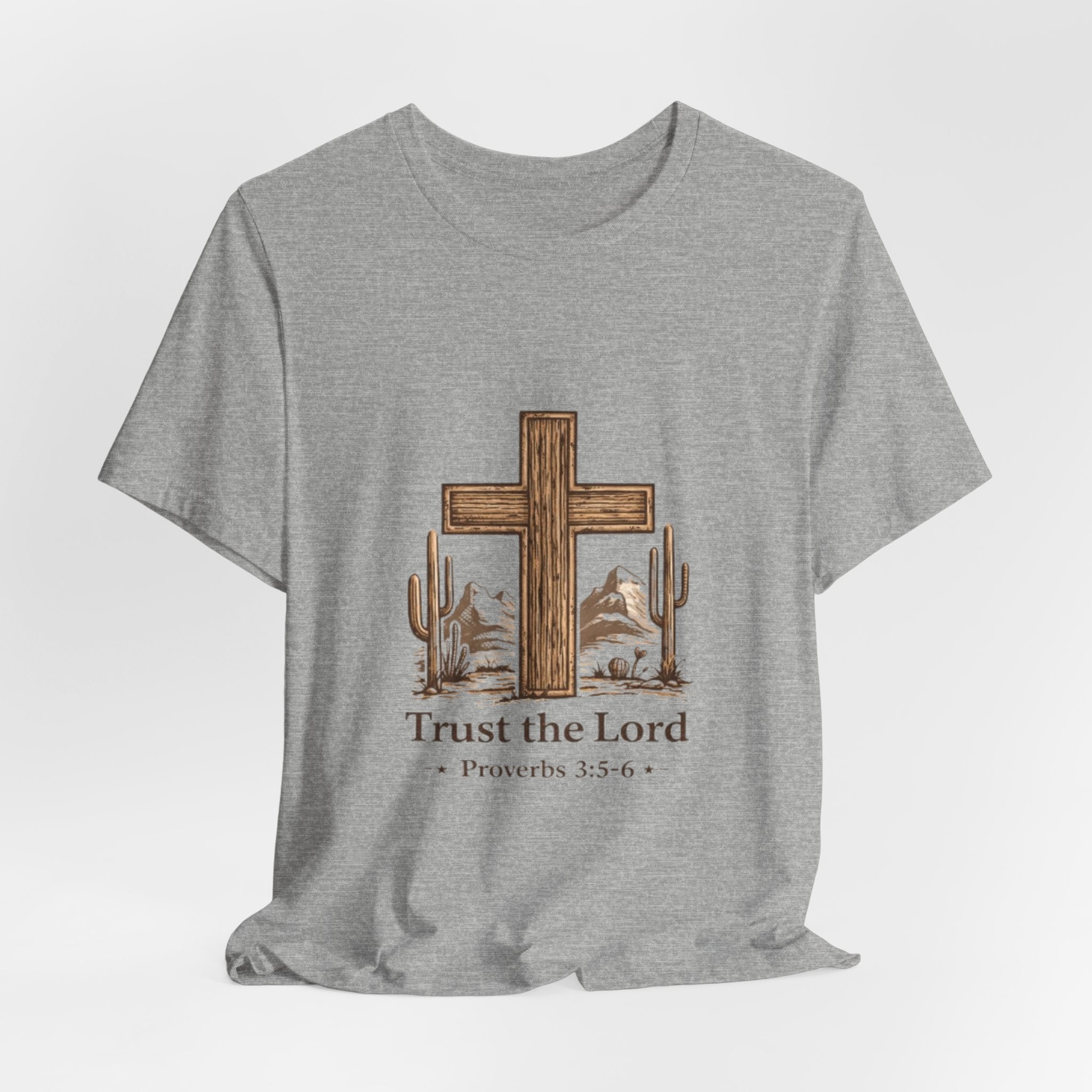 Trust the Lord Tee — Rustic Cross & Desert Scene (Proverbs 3:5-6)