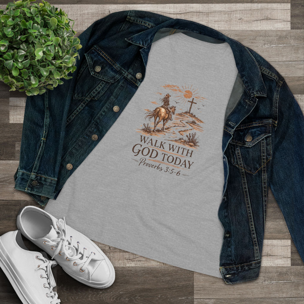 Walk With God Today Tee — Women's Christian Cotton T-Shirt (Proverbs 3:5-6)