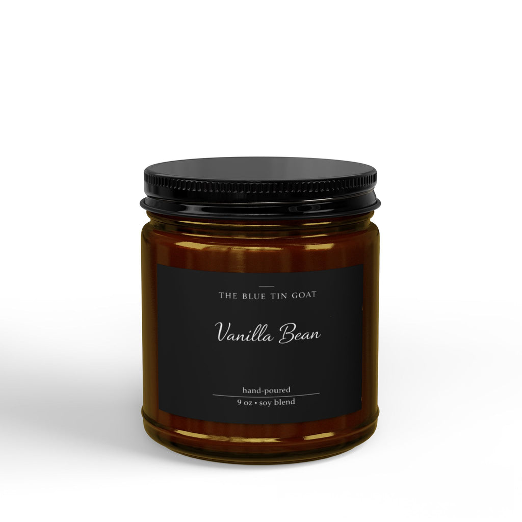 Fireside collection Vanilla Bean soy candle Amber Jar with black lid 9oz