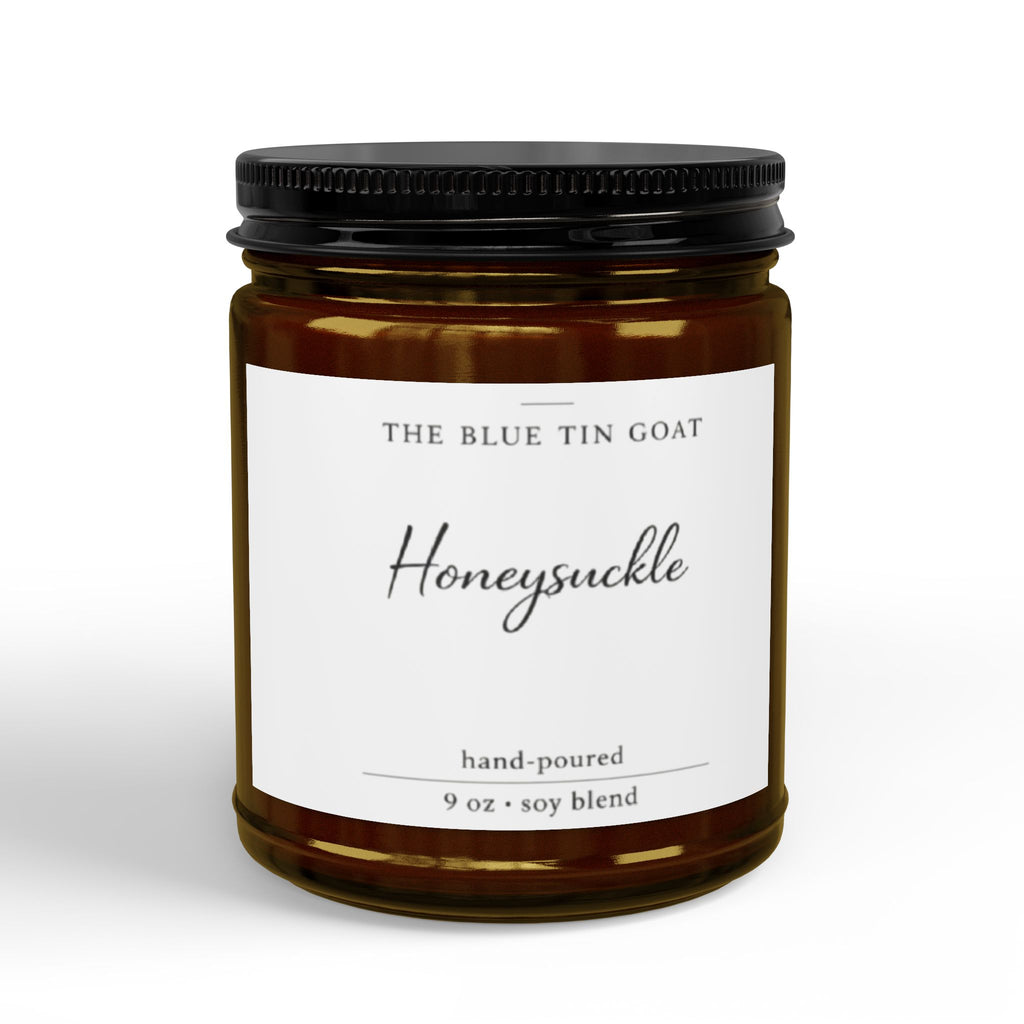Honeysuckle Soy Candle — Amber Jar with Black Lid (4 oz & 9 oz)