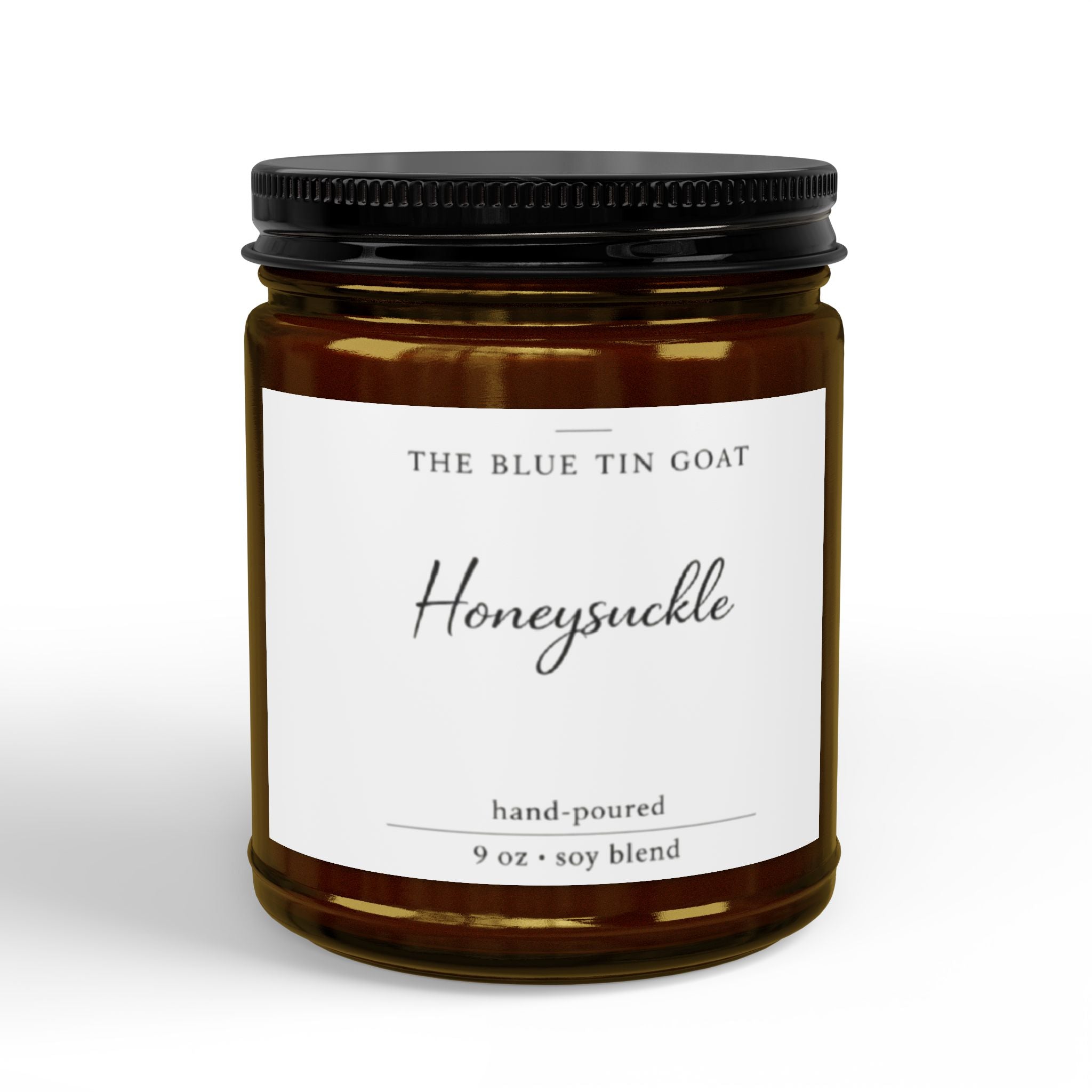 Honeysuckle Soy Candle — Amber Jar with Black Lid (4 oz & 9 oz)