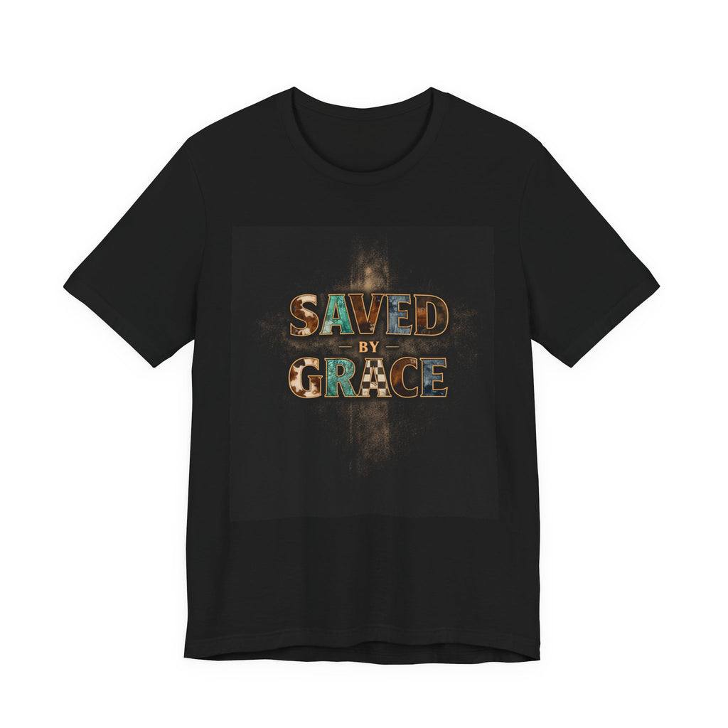 Saved by Grace T-Shirt — Christian Faith Tee with Cross Design
