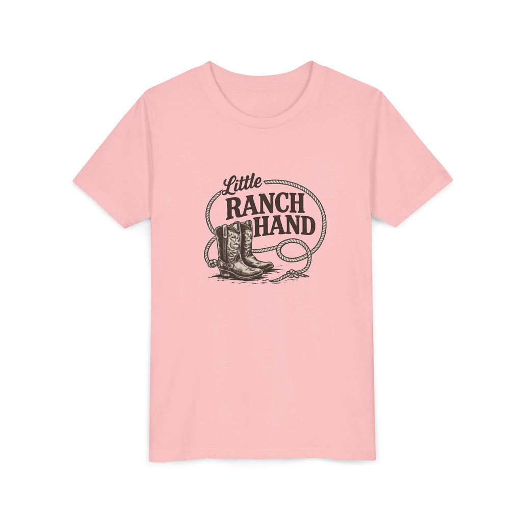 Youth Tee — "Little Ranch Hand" Cowboy Boots & Lasso Kids Shirt