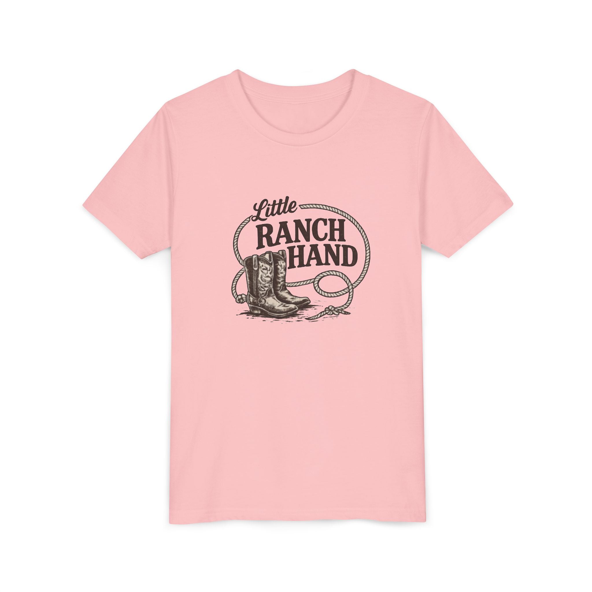 Youth Tee — "Little Ranch Hand" Cowboy Boots & Lasso Kids Shirt