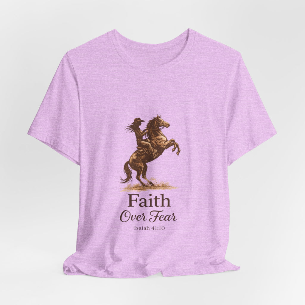 Faith Over Fear Horse T-Shirt — Inspirational Christian Tee (Isaiah 41:10)