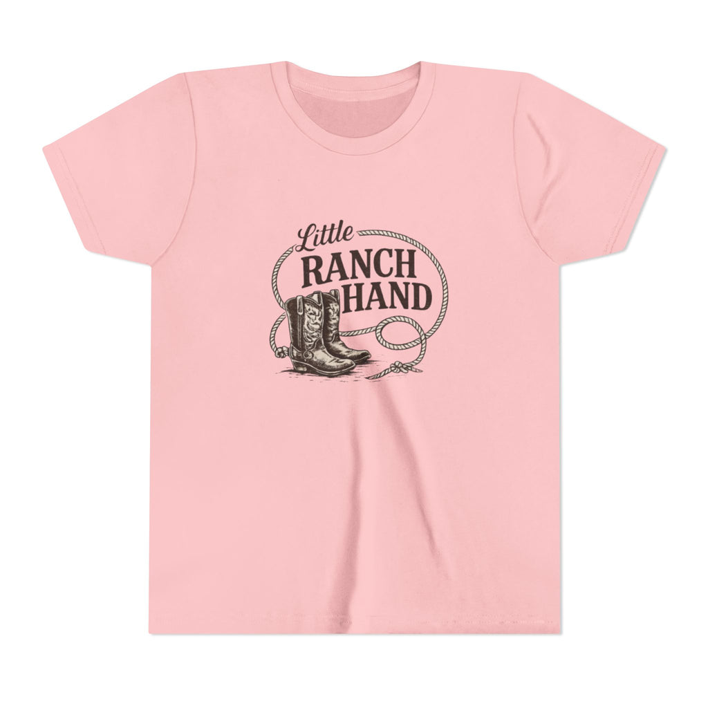 Youth Tee — "Little Ranch Hand" Cowboy Boots & Lasso Kids Shirt