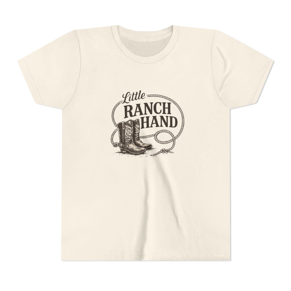 Youth Tee — "Little Ranch Hand" Cowboy Boots & Lasso Kids Shirt