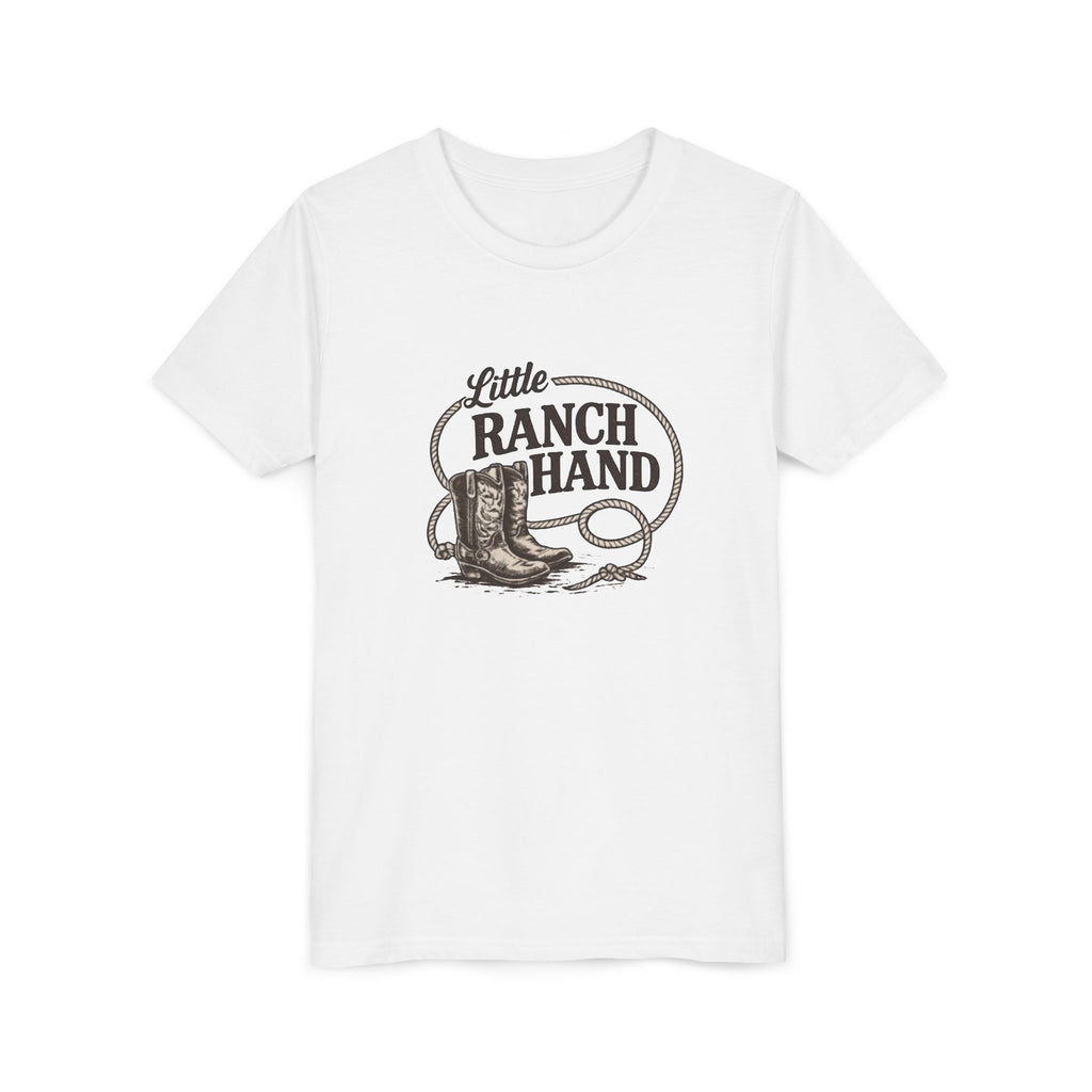 Youth Tee — "Little Ranch Hand" Cowboy Boots & Lasso Kids Shirt