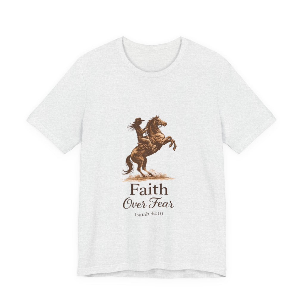 Faith Over Fear Horse T-Shirt — Inspirational Christian Tee (Isaiah 41:10)