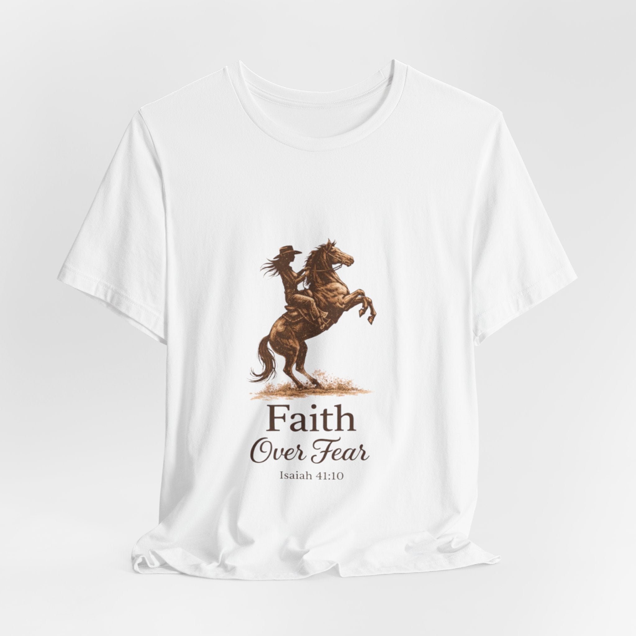 Faith Over Fear Horse T-Shirt — Inspirational Christian Tee (Isaiah 41:10)
