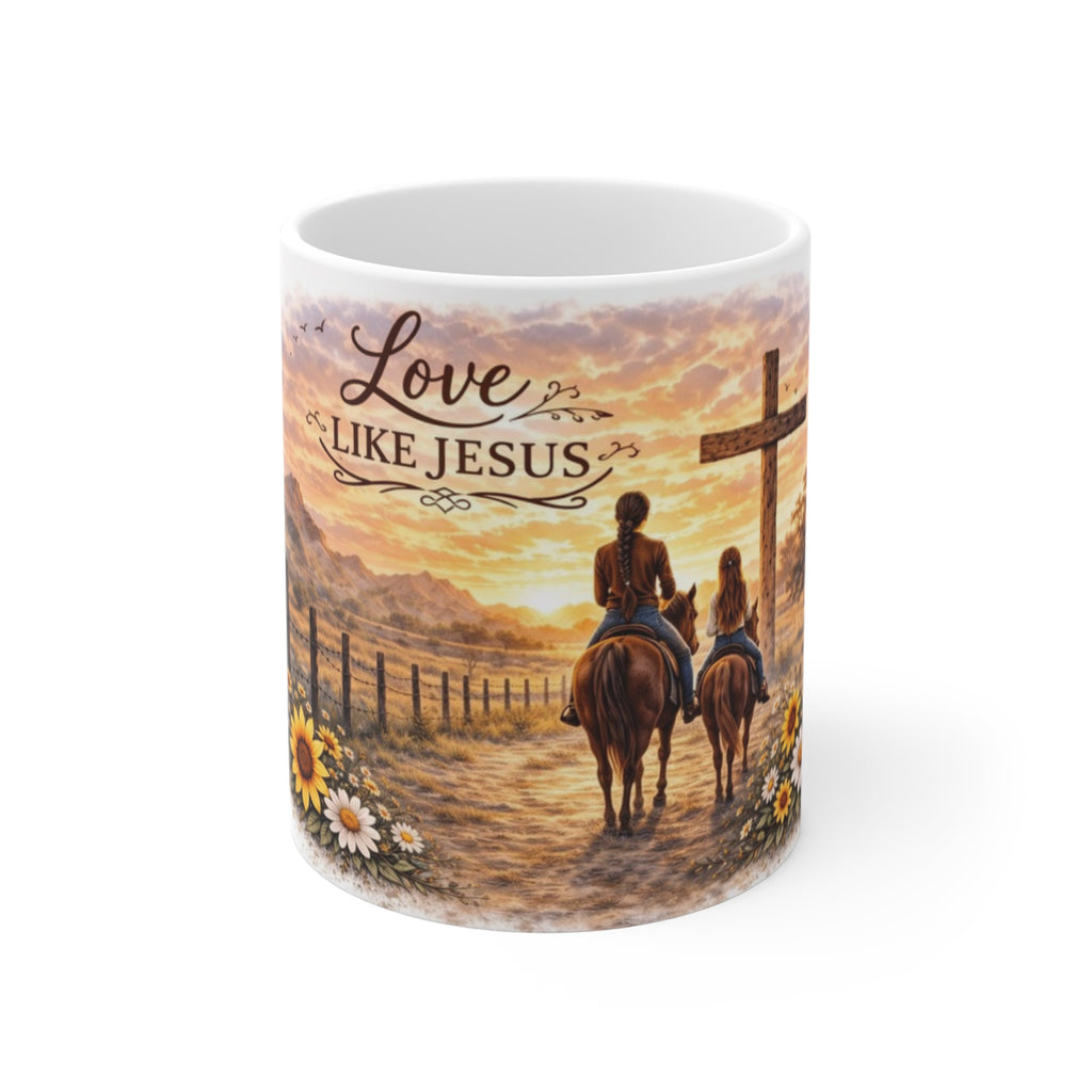 Love Like Jesus Mug - Christian Cowboy Sunrise 11oz Coffee Cup