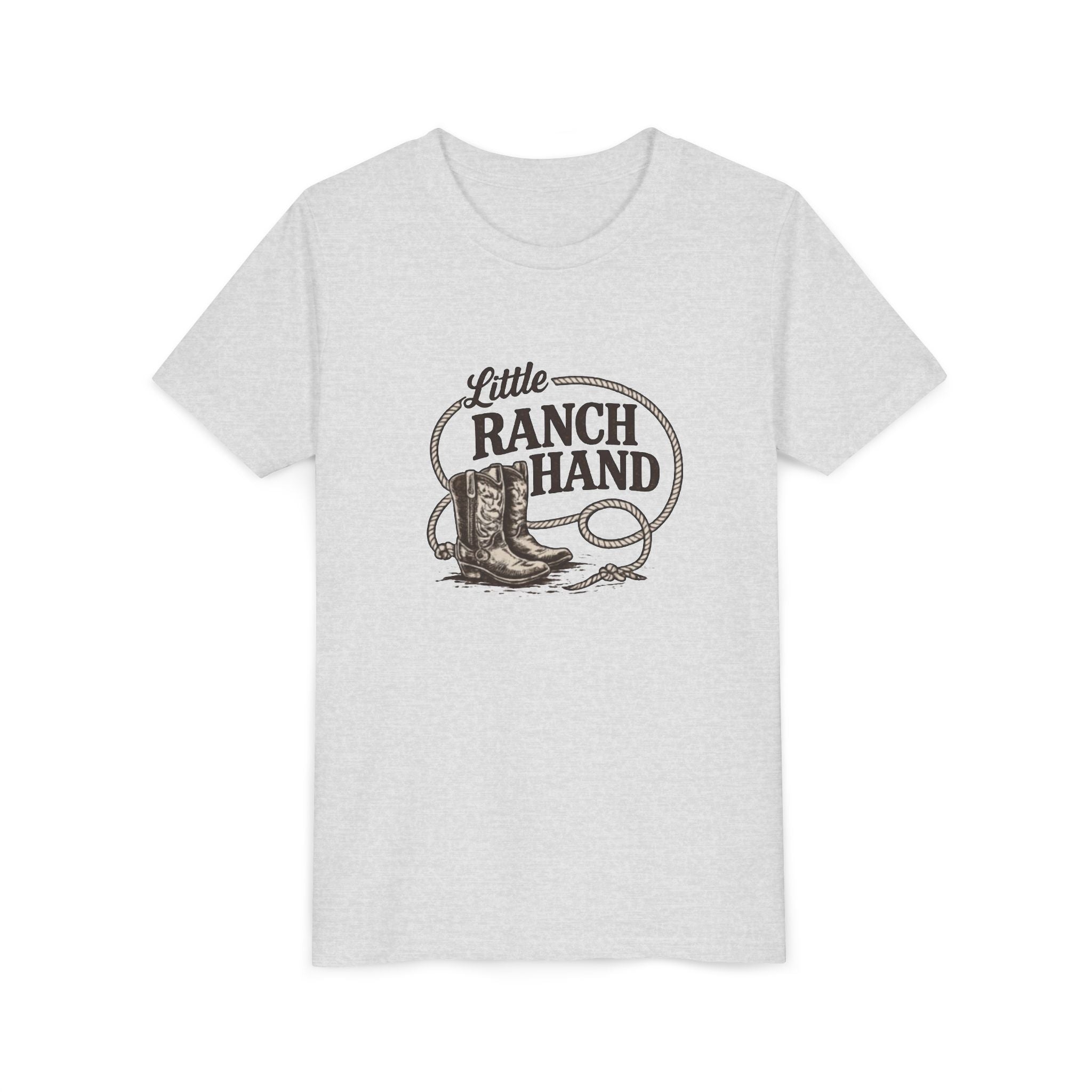 Youth Tee — "Little Ranch Hand" Cowboy Boots & Lasso Kids Shirt