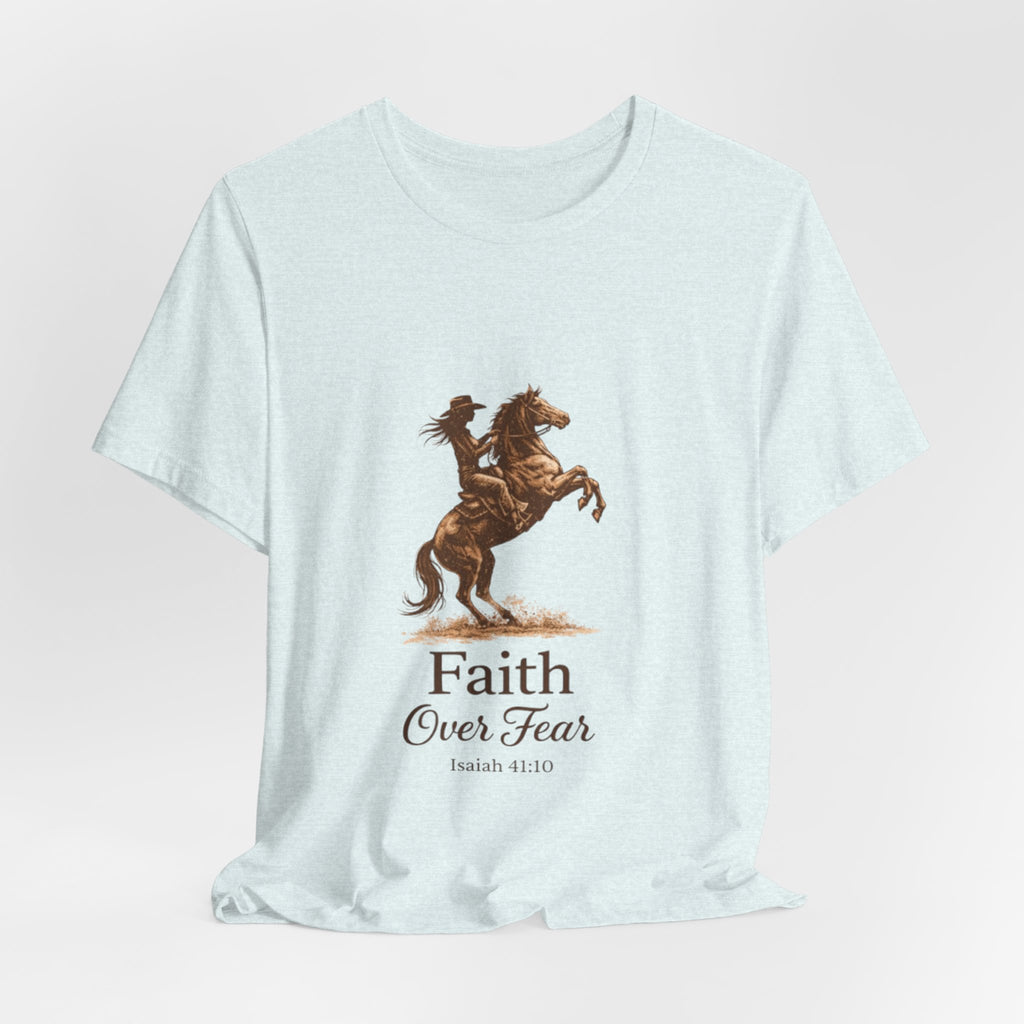 Faith Over Fear Horse T-Shirt — Inspirational Christian Tee (Isaiah 41:10)
