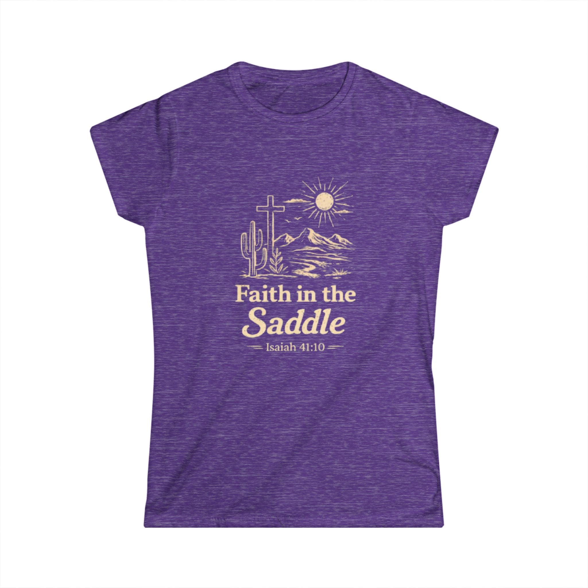 Faith in the Saddle Women's Tee — Isaiah 41:10 Western Christian T-Shirt